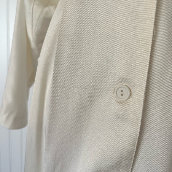 Vintage Cream Button Front Midi Dress Size XS Dolman Batwing Sleeves Tailored - Picture 16 of 16